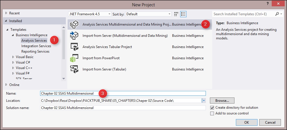 Time for action – creating an Analysis Services project