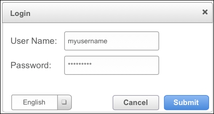 The login screen