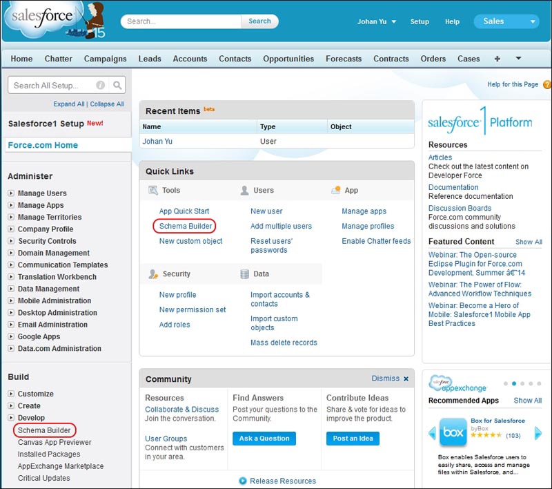 Hands-on – navigating Schema Builder