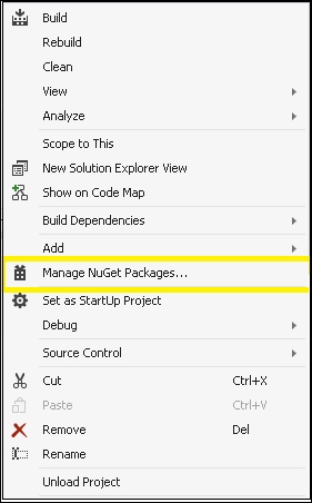 Adding the NuGet packages to projects