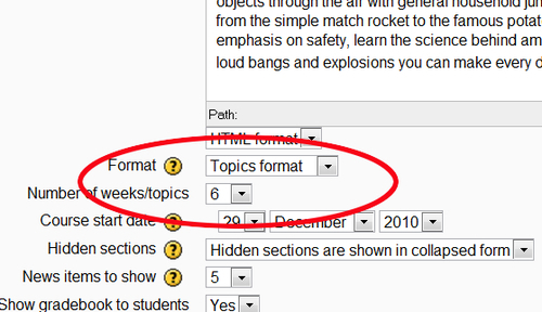 Time for action – setting up the course format