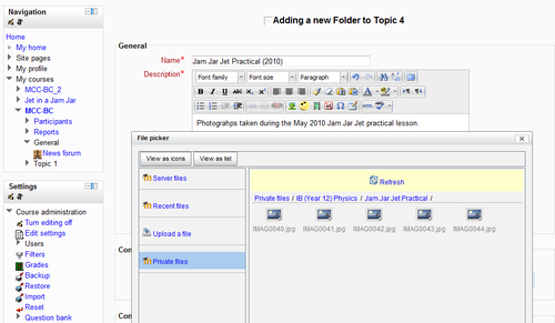 Time for action – displaying a folder