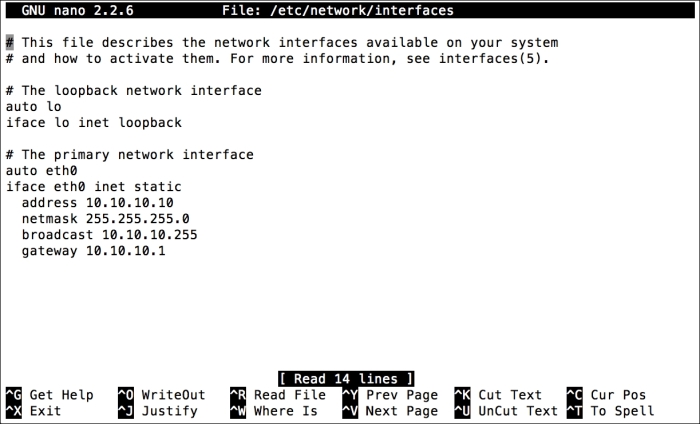 Setting static IP, gateway, and DNS