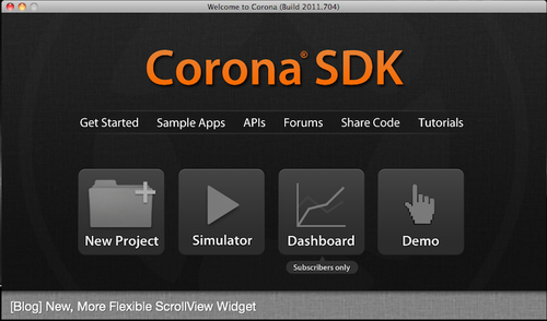 Time for action – setting up and activating Corona on Mac OS X
