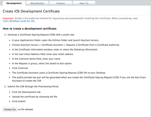 Time for action – obtaining the iOS developer certificate