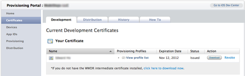 Time for action – obtaining the iOS developer certificate