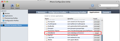 Time for action – loading an app on your iOS device