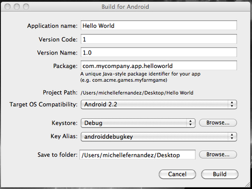 Time for action – creating an Android build