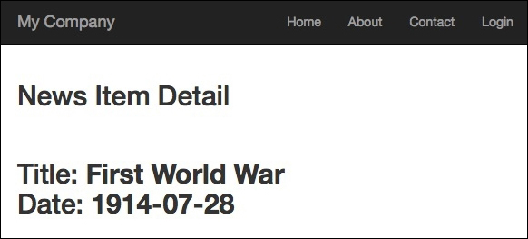Example – create a controller to display the static news items list and details using the bootstrap template