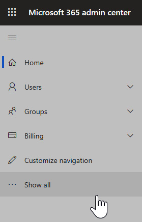 Figure 1.1 – The left navigation pane of the Microsoft 365 admin center