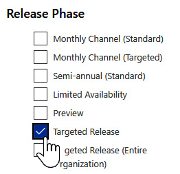 Figure 1.9 – The Microsoft 365 Roadmap filter pane's Release Phase section