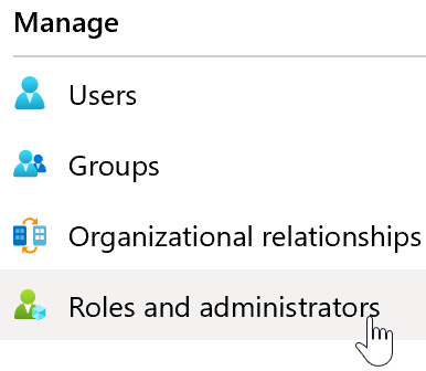 Figure 2.36 – Roles and administrators highlighted in the Manage section