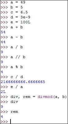Operations on numerical types