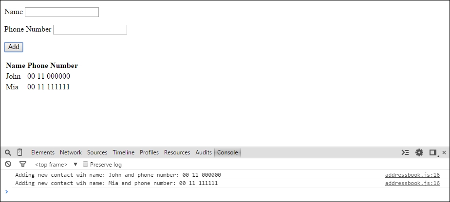 Displaying contacts