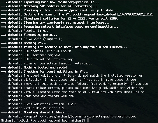 Powering up a Vagrant-controlled virtual machine