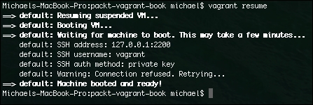 Resuming a virtual machine