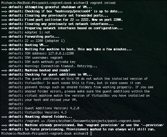 Updating based on Vagrantfile changes