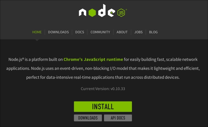 Installing Node.js from the official website