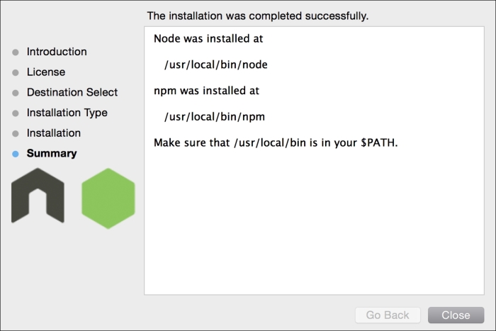 Installing Node.js from the official website