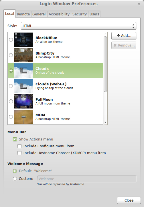 Changing themes